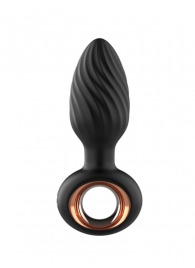 Черная анальная пробка с вибрацией, вращением и пультом ДУ - Secwell