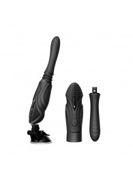 Черная секс-машина с функцией нагрева, насадками и присоской Sesh - Zalo - купить с доставкой в Казани