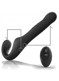 Черный безремневой страпон с вибрацией и возвратно-поступательными движениями - 24 см. - Ibiza - купить с доставкой в Казани
