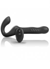 Черный безремневой страпон с вибрацией и возвратно-поступательными движениями - 24 см. - Ibiza - купить с доставкой в Казани