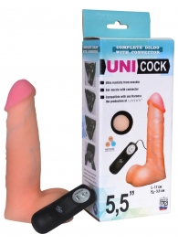 Фаллическая насадка Харнесс UNICOCK 5,5  с вибрацией - 17 см. - LOVETOY (А-Полимер) - купить с доставкой в Казани