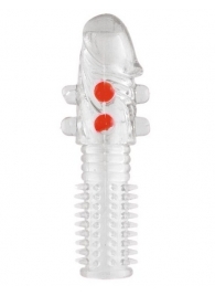 Гелевая прозрачная насадка с шариками и шипами - 14 см. - Toyfa Basic - в Казани купить с доставкой