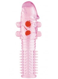 Гелевая розовая насадка с шариками и шипами - 14 см. - ToyFa - в Казани купить с доставкой