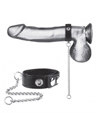 Утяжка на пенис с поводком Snap Cock Ring With 12  Leash - BlueLine - купить с доставкой в Казани