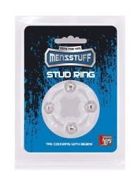 Эрекционное кольцо с 4 бусинами MENZSTUFF STUD RING CLEAR - Dream Toys - в Казани купить с доставкой