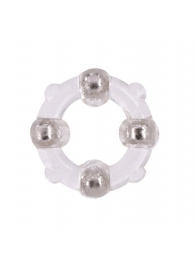 Эрекционное кольцо с 4 бусинами MENZSTUFF STUD RING CLEAR - Dream Toys - в Казани купить с доставкой