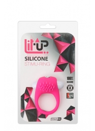 Розовое эрекционное кольцо с щеточкой LIT-UP SILICONE STIMU RING 5 - Dream Toys - в Казани купить с доставкой