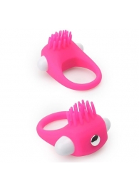 Розовое эрекционное кольцо с щеточкой LIT-UP SILICONE STIMU RING 5 - Dream Toys - в Казани купить с доставкой