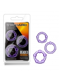 Набор из 3 фиолетовых эрекционных колец Stay Hard Beaded Cockrings - Blush Novelties - в Казани купить с доставкой