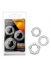 Набор из 3 прозрачных эрекционных колец Stay Hard Beaded Cockrings - Blush Novelties - в Казани купить с доставкой