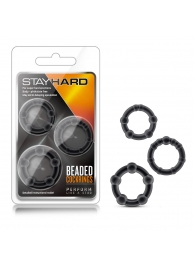 Набор из 3 чёрных эрекционных колец Stay Hard Beaded Cockrings - Blush Novelties - в Казани купить с доставкой