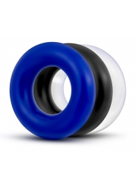 Набор из 3 разноцветных колец Stay Hard Donut Rings - Blush Novelties - в Казани купить с доставкой