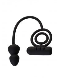 Чёрное эрекционное кольцо с вибропулькой и анальным хвостом - Erotist Adult Toys - в Казани купить с доставкой