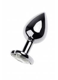 Серебристая анальная пробка с прозрачным кристаллом-сердцем - 8 см. - ToyFa - купить с доставкой в Казани