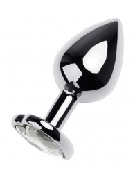 Серебристая анальная пробка с прозрачным кристаллом-сердцем - 8 см. - ToyFa - купить с доставкой в Казани