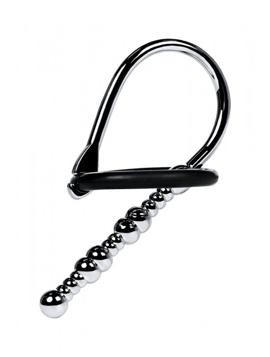 Серебристый уретральный плаг-бусины TOYFA Metal с мягким фиксириющим кольцом - ToyFa - купить с доставкой в Казани