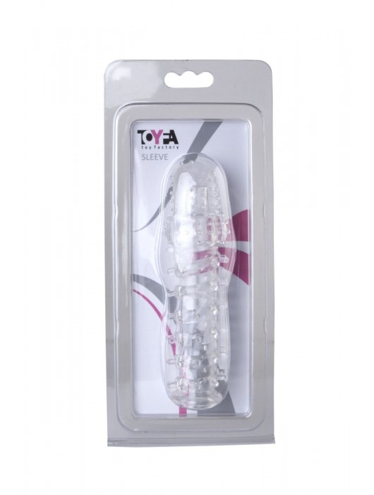 Прозрачная, закрытая насадка с шипами и точками - 13,5 см. - Toyfa Basic - в Казани купить с доставкой