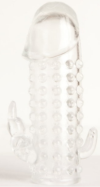 Гелевая прозрачная насадка с 2 отростками - 13 см. - Toyfa Basic - в Казани купить с доставкой