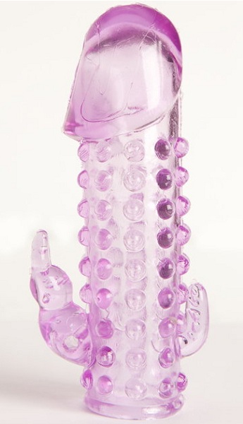 Закрытая фиолетовая насадка с 2 отростками - 13 см. - Toyfa Basic - в Казани купить с доставкой