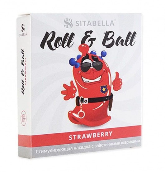 Стимулирующий презерватив-насадка Roll   Ball Strawberry - Sitabella - купить с доставкой в Казани