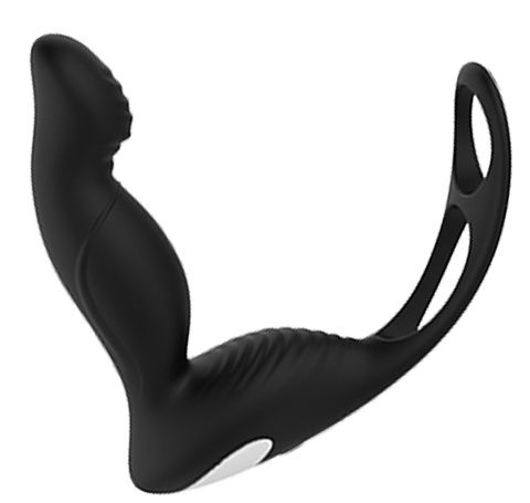 Черный вибромассажер простаты P-PLEASER W ERECTION ENHANCE - Dream Toys - в Казани купить с доставкой