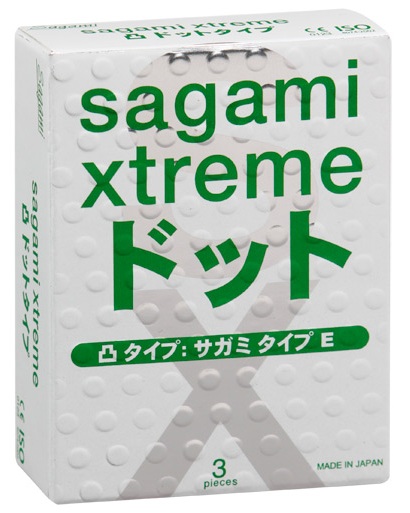 Презервативы Sagami Xtreme SUPER DOTS с точками - 3 шт. - Sagami - купить с доставкой в Казани