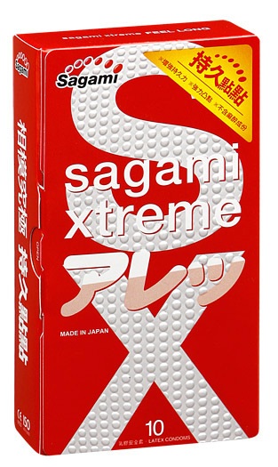 Утолщенные презервативы Sagami Xtreme Feel Long с точками - 10 шт. - Sagami - купить с доставкой в Казани