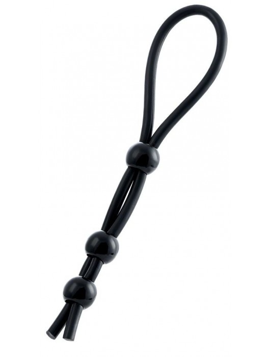 Черное лассо на пенис с тремя бусинами - A-toys - в Казани купить с доставкой
