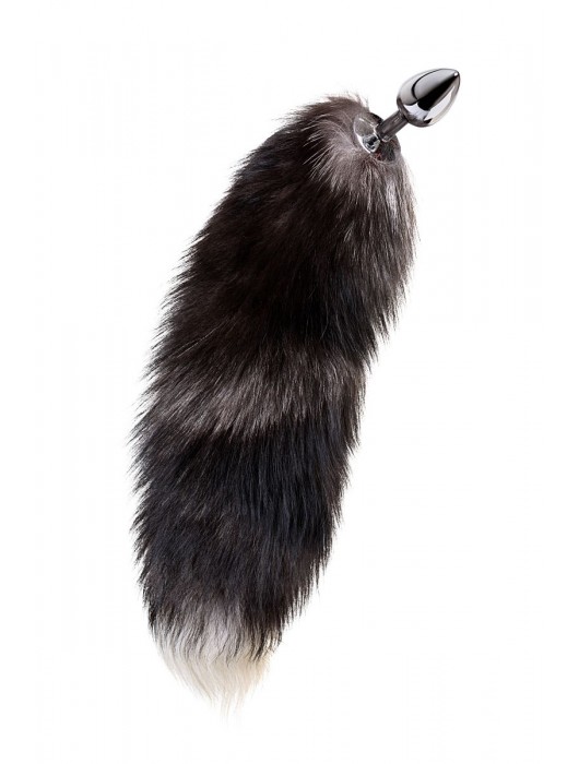 Серебристая металлическая анальная втулка с хвостом чернобурой лисы - размер S - ToyFa - купить с доставкой в Казани