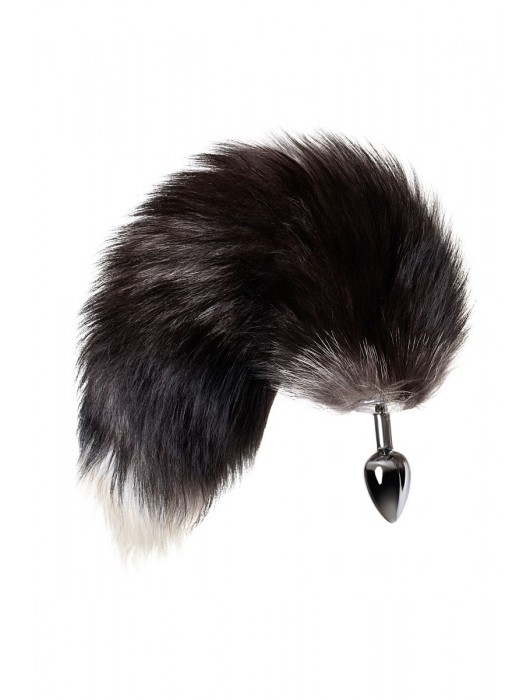 Серебристая металлическая анальная втулка с хвостом чернобурой лисы - размер S - ToyFa - купить с доставкой в Казани