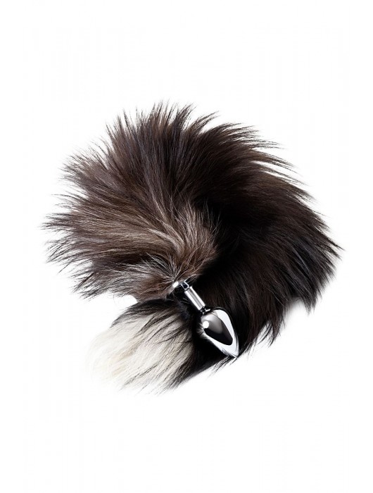 Серебристая металлическая анальная втулка с хвостом чернобурой лисы - размер S - ToyFa - купить с доставкой в Казани