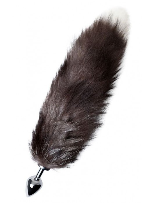 Серебристая металлическая анальная втулка с хвостом чернобурой лисы - размер S - ToyFa - купить с доставкой в Казани