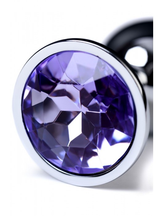 Серебристая конусовидная анальная пробка с фиолетовым кристаллом - 7 см. - ToyFa - купить с доставкой в Казани