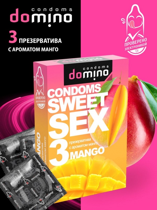 Презервативы для орального секса DOMINO Sweet Sex с ароматом манго - 3 шт. - Domino - купить с доставкой в Казани