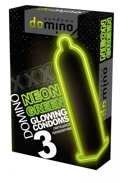 Презервативы DOMINO Neon Green со светящимся в темноте кончиком - 3 шт. - Domino - купить с доставкой в Казани