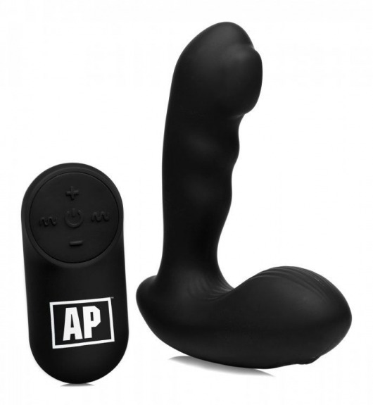 Черный стимулятор простаты Alpha-Pro 7X P-Milker Silicone Prostate Stimulator with Milking Bead - XR Brands - в Казани купить с доставкой