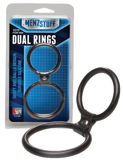 Чёрное двойное эрекционное кольцо Dual Rings Black - Dream Toys - в Казани купить с доставкой