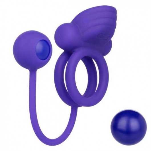 Фиолетовое эрекционное кольцо с утяжелителем Silicone Rechargeable Dual Rockin Rim Enhancer - California Exotic Novelties - в Казани купить с доставкой