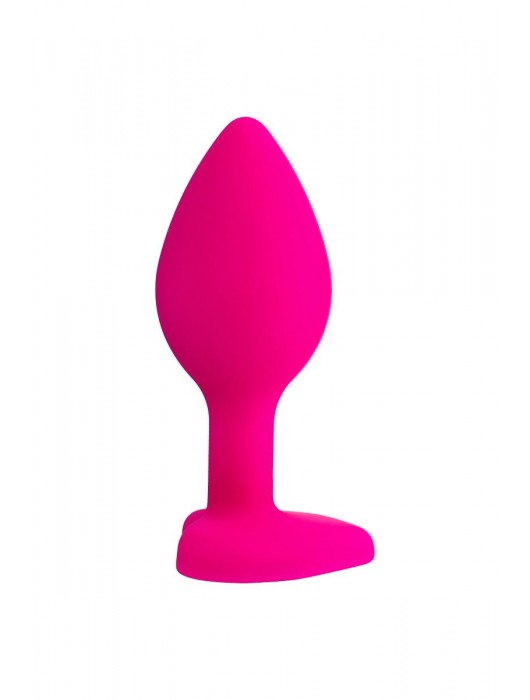 Розовая анальная втулка Diamond Heart с прозрачным кристаллом - 7 см. - ToyFa - купить с доставкой в Казани