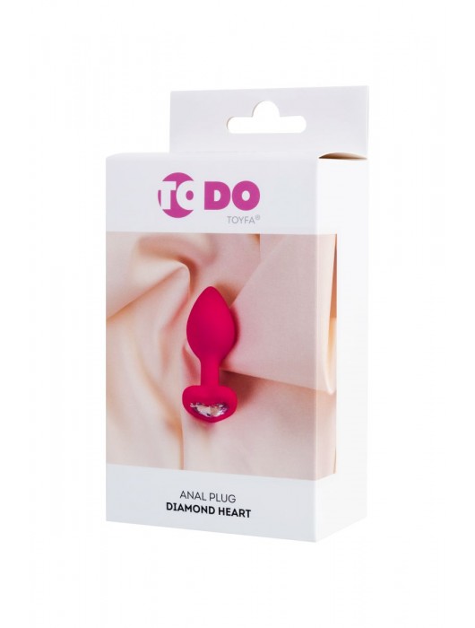 Розовая анальная втулка Diamond Heart с прозрачным кристаллом - 7 см. - ToyFa - купить с доставкой в Казани