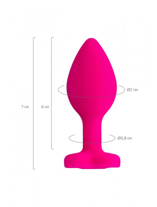 Розовая анальная втулка Diamond Heart с прозрачным кристаллом - 7 см. - ToyFa - купить с доставкой в Казани