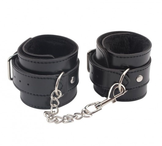 Черные оковы на ноги Obey Me Leather Ankle Cuffs - Chisa - купить с доставкой в Казани