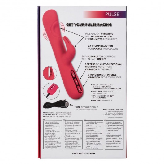 Розовый вибромассажер-кролик Throb Pulse - 21,5 см. - California Exotic Novelties