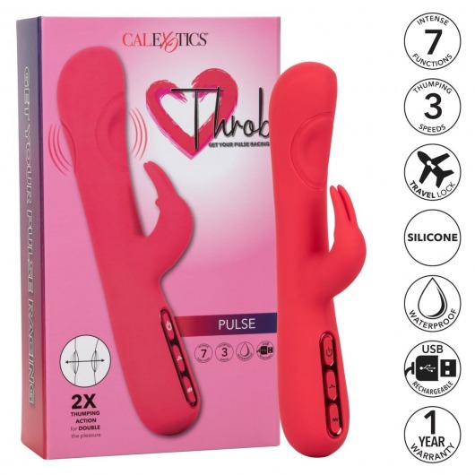 Розовый вибромассажер-кролик Throb Pulse - 21,5 см. - California Exotic Novelties