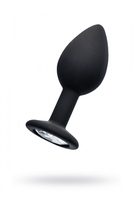 Черная анальная втулка с прозрачным стразом - 7,2 см. - POPO Pleasure - купить с доставкой в Казани