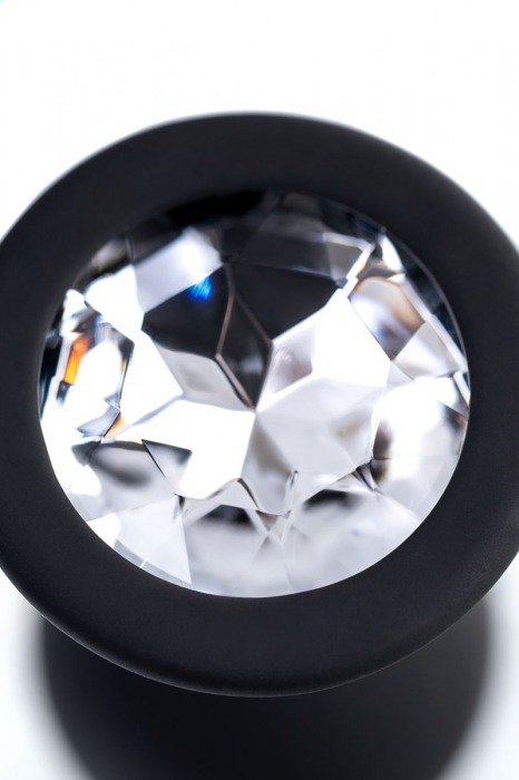 Черная анальная втулка с прозрачным стразом - 7,2 см. - POPO Pleasure - купить с доставкой в Казани