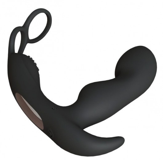 Черный вибромассажер простаты Taurus с эрекционным кольцом - Le Frivole - в Казани купить с доставкой