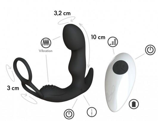 Черный вибромассажер простаты Taurus с эрекционным кольцом - Le Frivole - в Казани купить с доставкой