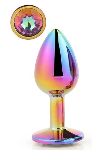 Голографическая анальная втулка с радужным кристаллом - 7,1 см. - Dream Toys - купить с доставкой в Казани