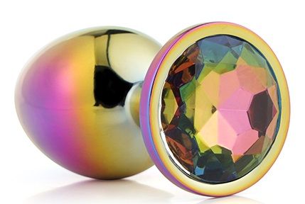 Голографическая анальная втулка с радужным кристаллом - 7,1 см. - Dream Toys - купить с доставкой в Казани